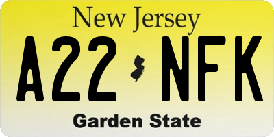 NJ license plate A22NFK