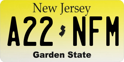 NJ license plate A22NFM
