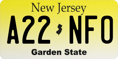 NJ license plate A22NFO
