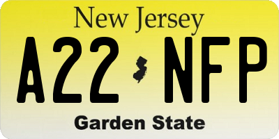 NJ license plate A22NFP