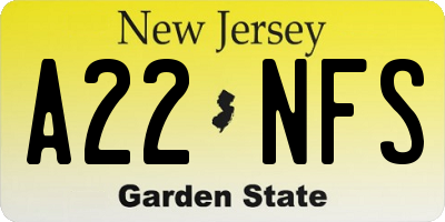 NJ license plate A22NFS