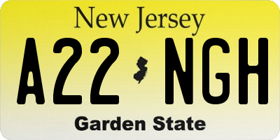 NJ license plate A22NGH