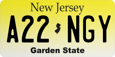 NJ license plate A22NGY