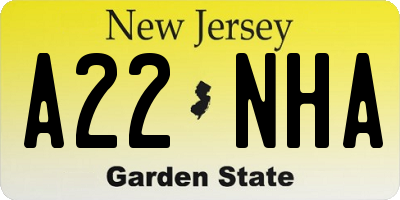 NJ license plate A22NHA