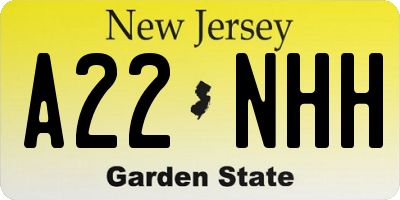 NJ license plate A22NHH