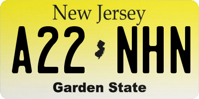 NJ license plate A22NHN