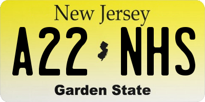 NJ license plate A22NHS