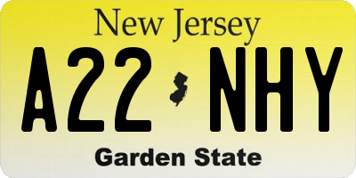 NJ license plate A22NHY