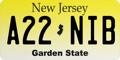 NJ license plate A22NIB