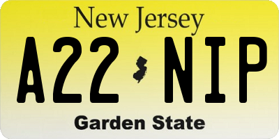 NJ license plate A22NIP