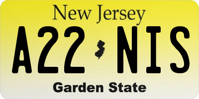 NJ license plate A22NIS