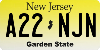 NJ license plate A22NJN