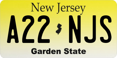 NJ license plate A22NJS