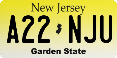 NJ license plate A22NJU