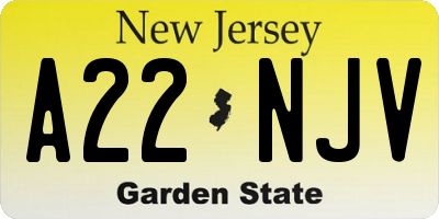 NJ license plate A22NJV