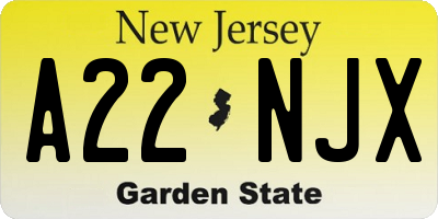 NJ license plate A22NJX