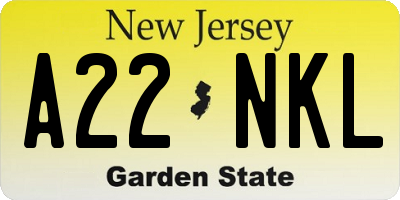 NJ license plate A22NKL