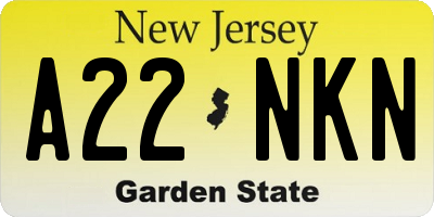 NJ license plate A22NKN
