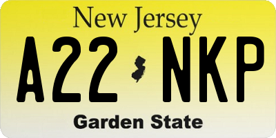 NJ license plate A22NKP