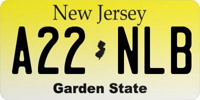 NJ license plate A22NLB
