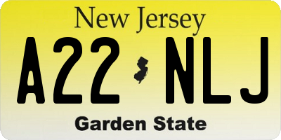 NJ license plate A22NLJ