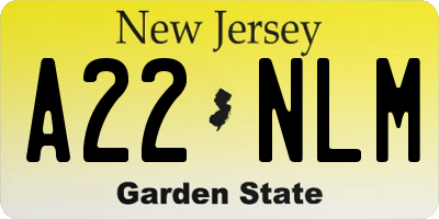 NJ license plate A22NLM