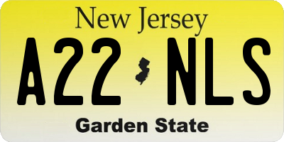 NJ license plate A22NLS