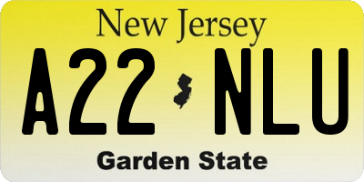 NJ license plate A22NLU