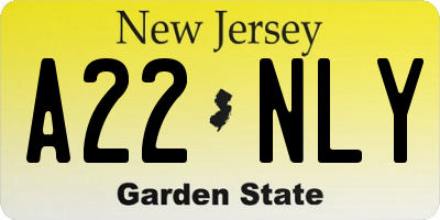 NJ license plate A22NLY