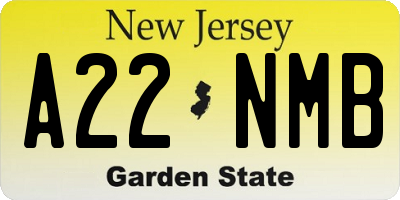NJ license plate A22NMB