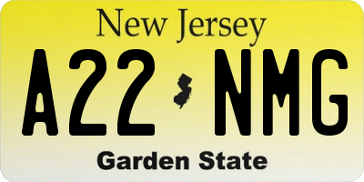 NJ license plate A22NMG