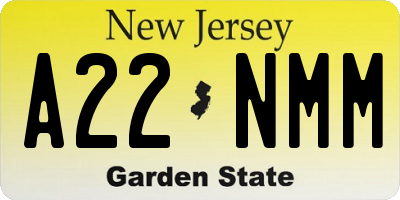 NJ license plate A22NMM