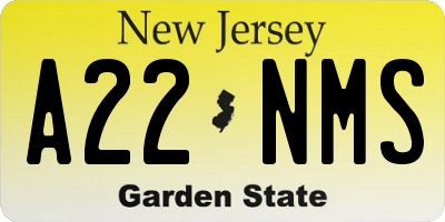 NJ license plate A22NMS