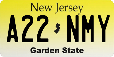 NJ license plate A22NMY