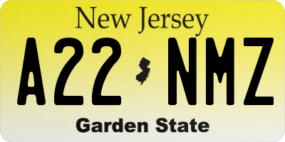 NJ license plate A22NMZ