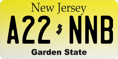 NJ license plate A22NNB