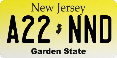 NJ license plate A22NND