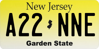NJ license plate A22NNE