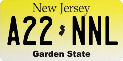 NJ license plate A22NNL