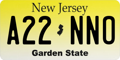 NJ license plate A22NNO