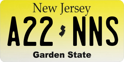 NJ license plate A22NNS