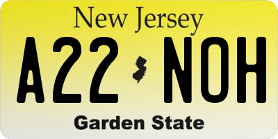 NJ license plate A22NOH