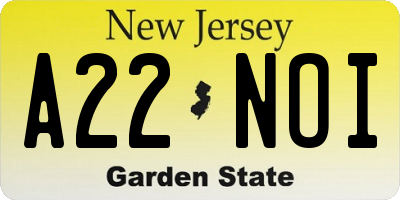 NJ license plate A22NOI