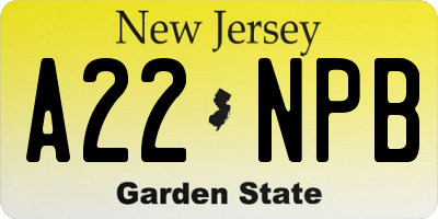 NJ license plate A22NPB