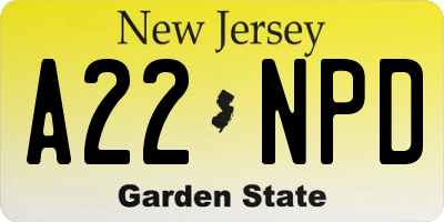 NJ license plate A22NPD