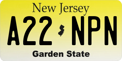 NJ license plate A22NPN
