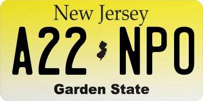 NJ license plate A22NPO