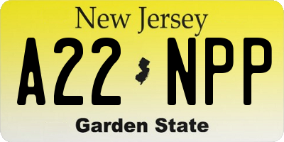 NJ license plate A22NPP