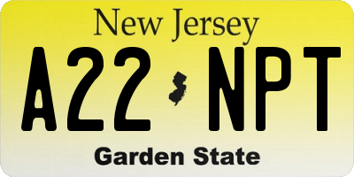 NJ license plate A22NPT