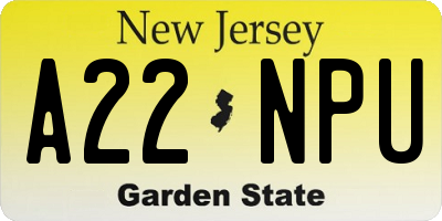 NJ license plate A22NPU